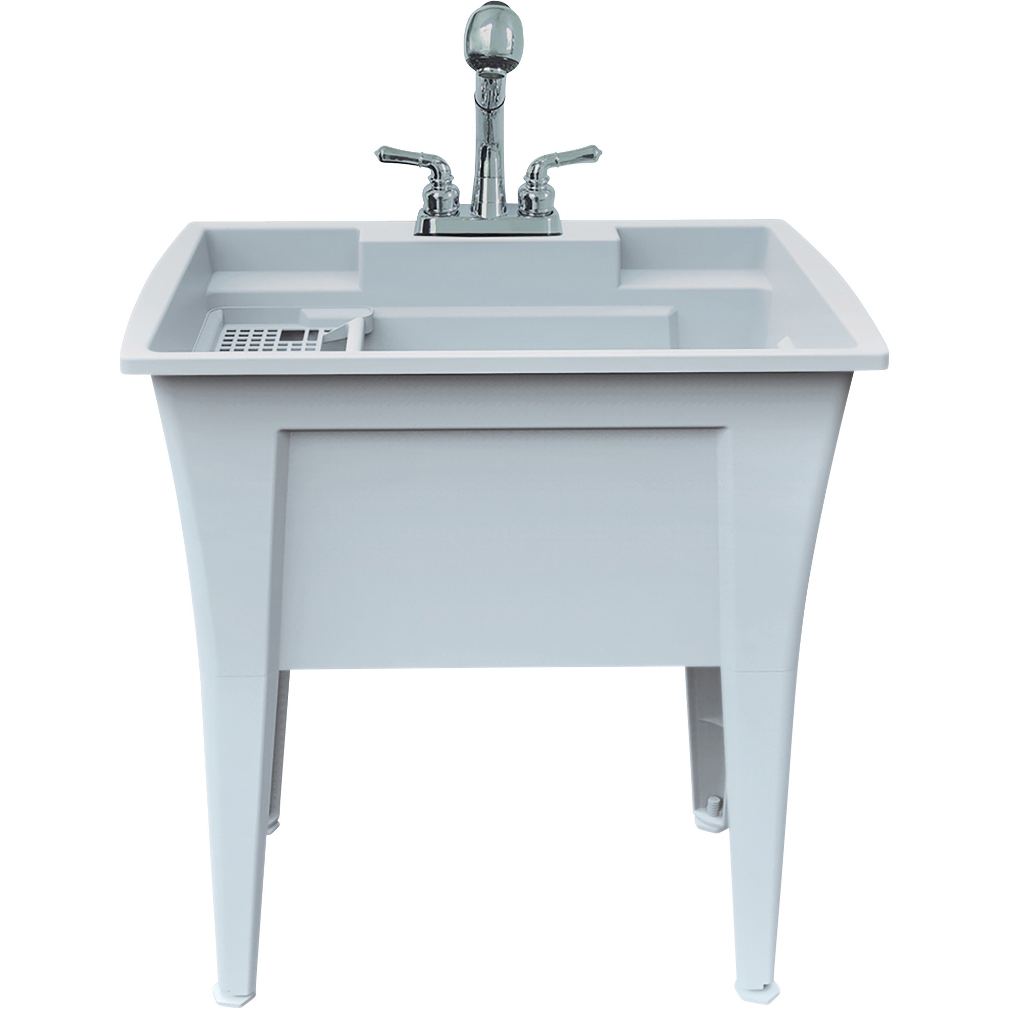 Rugged Tub Garage and Laundry Sink with PullOut Faucet — 32in.W, White